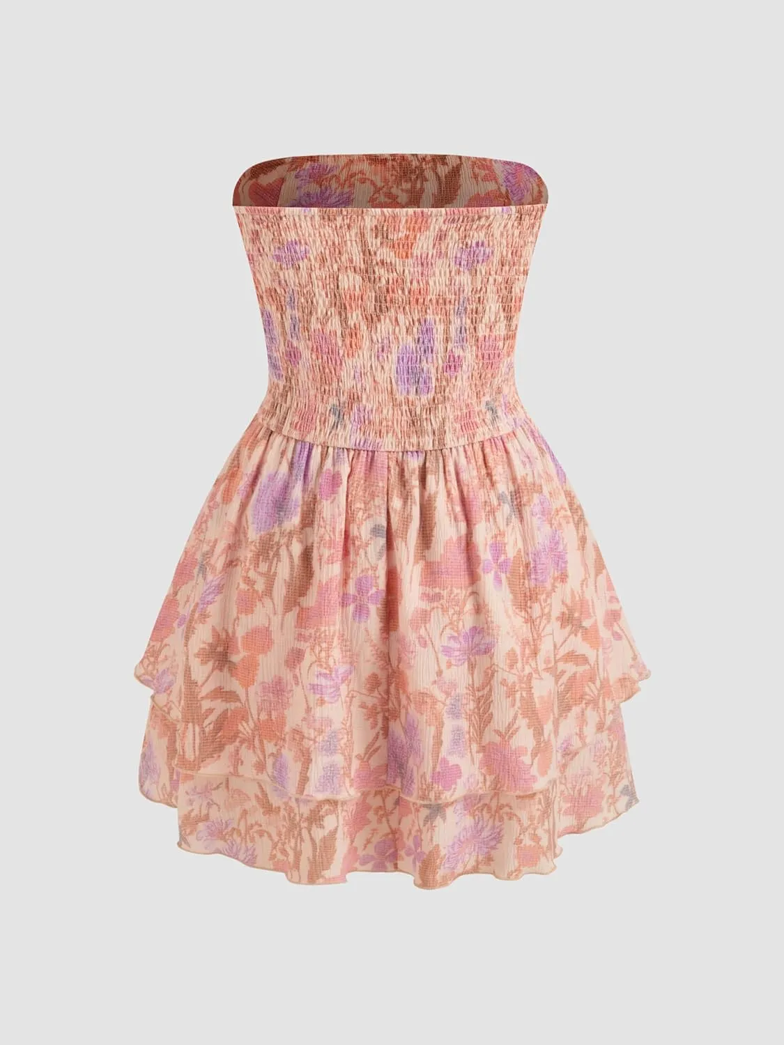 CIDER Women's Summer Cocktail Dress - Tube Ruched Ruffle Mini Dress