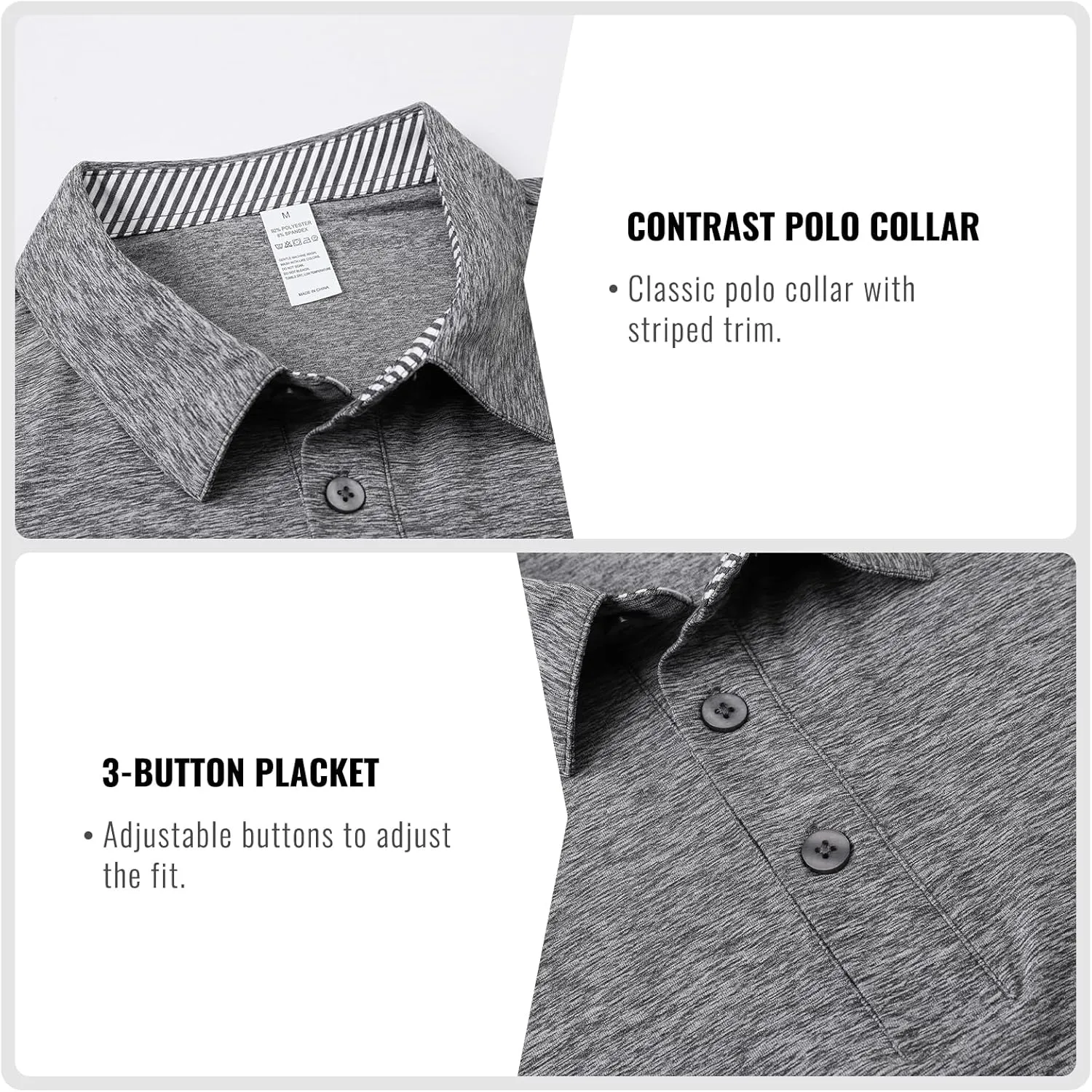 Cimic 3 Pack Polo Shirts for Men Short Sleeve Tennis Quick Dry Performanc Golf Moisture Wicking Athletic Collar Tops
