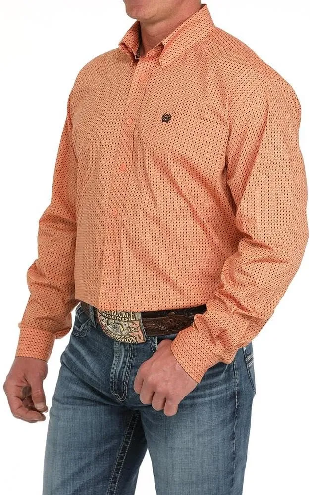 Cinch Western Shirt Mens Long Sleeve Diamond Buttons Coral MTW1105875