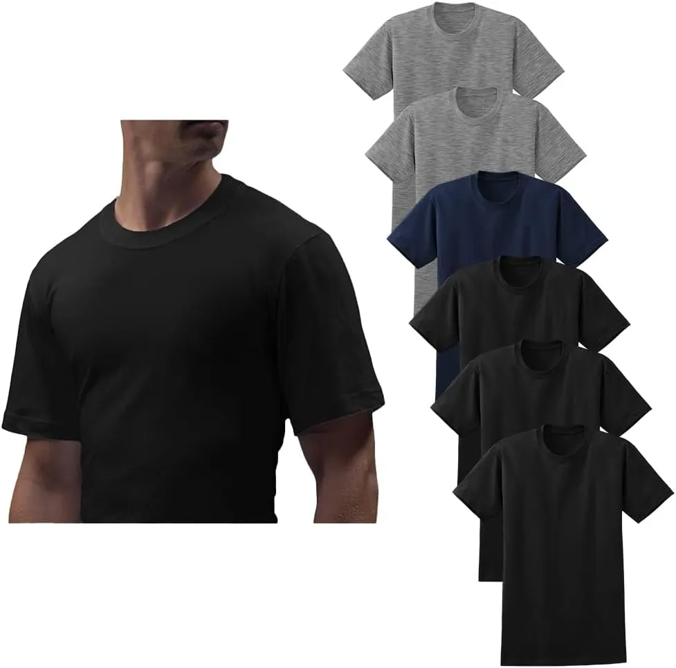 Classic Men's Short Sleeve Cotton Undershirts | Crew Neck T Shirt - Multi & Bulk Wholesale Packs