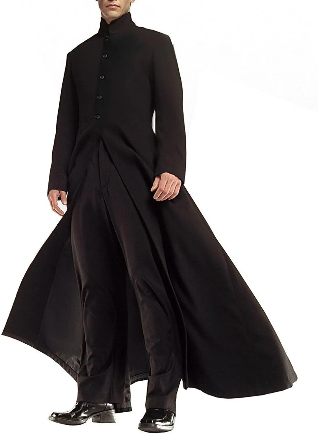 Coat Black Gothic Cosplay Ankle Length Wool Trench Coat