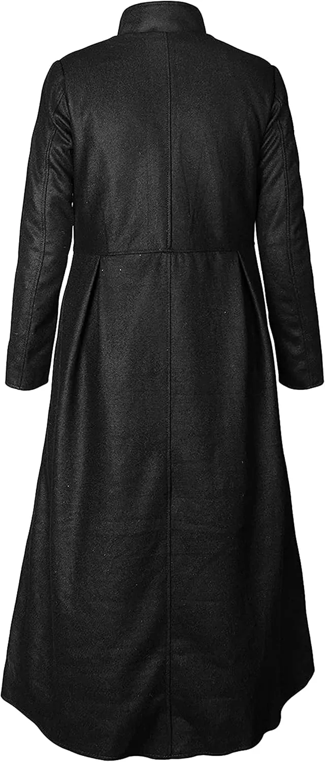 Coat Black Gothic Cosplay Ankle Length Wool Trench Coat