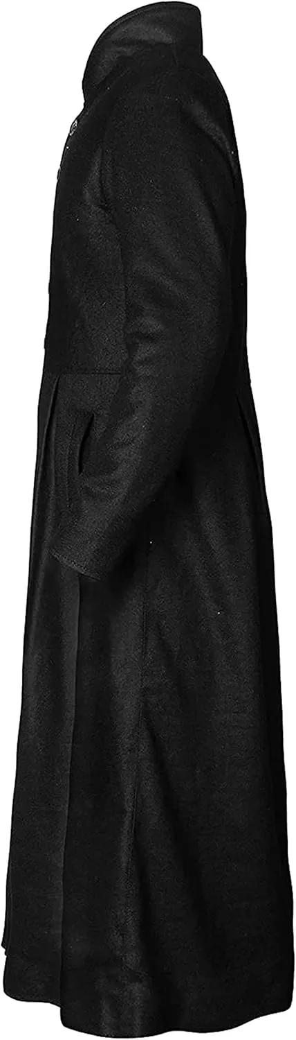 Coat Black Gothic Cosplay Ankle Length Wool Trench Coat