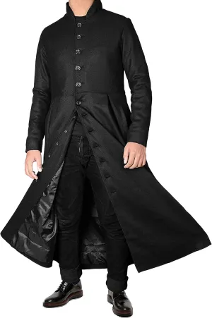 Coat Black Gothic Cosplay Ankle Length Wool Trench Coat