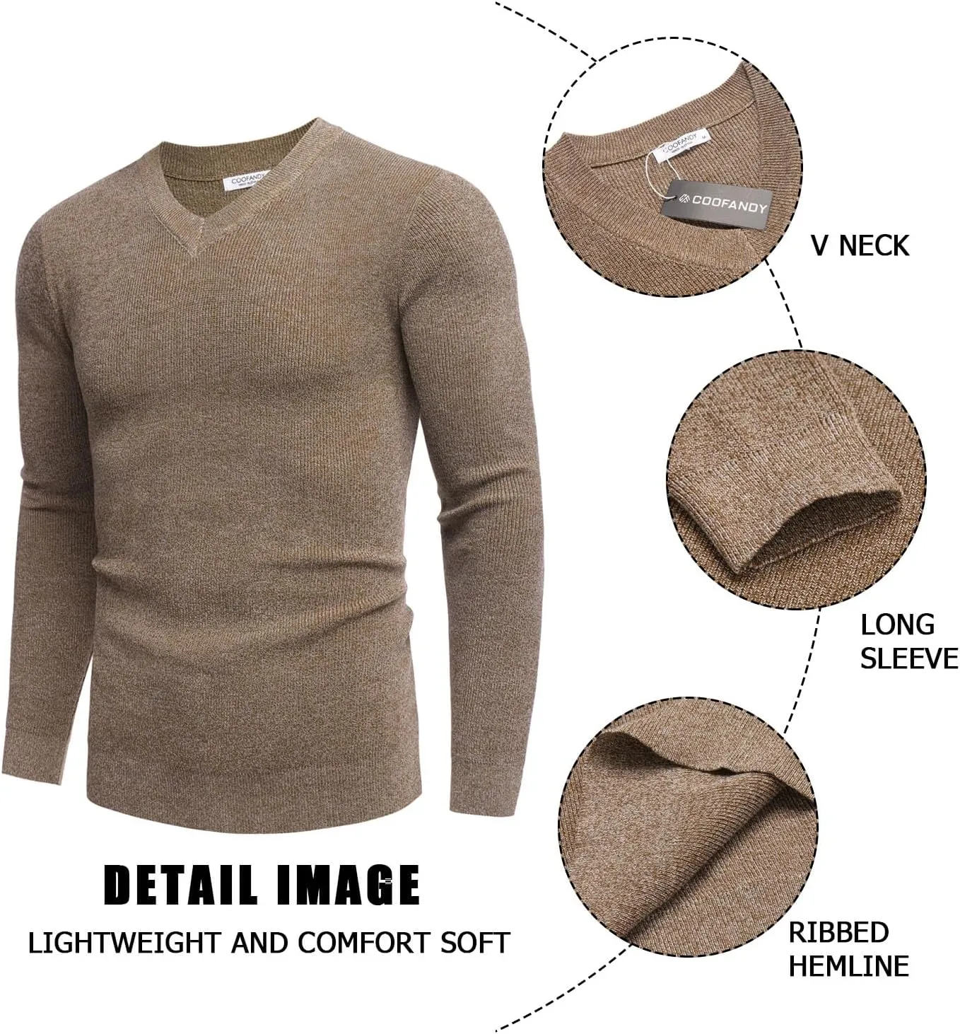 COOFANDY Men V Neck Dress Sweater Knit Long Sleeve Casual Slim Fit Pullover Sweater