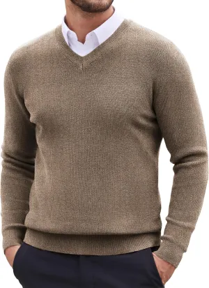 COOFANDY Men V Neck Dress Sweater Knit Long Sleeve Casual Slim Fit Pullover Sweater