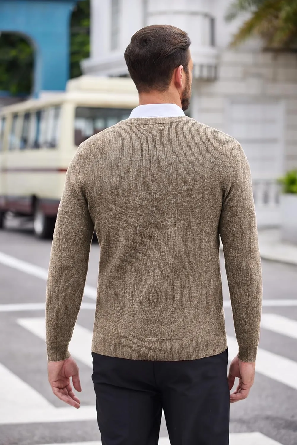 COOFANDY Men V Neck Dress Sweater Knit Long Sleeve Casual Slim Fit Pullover Sweater