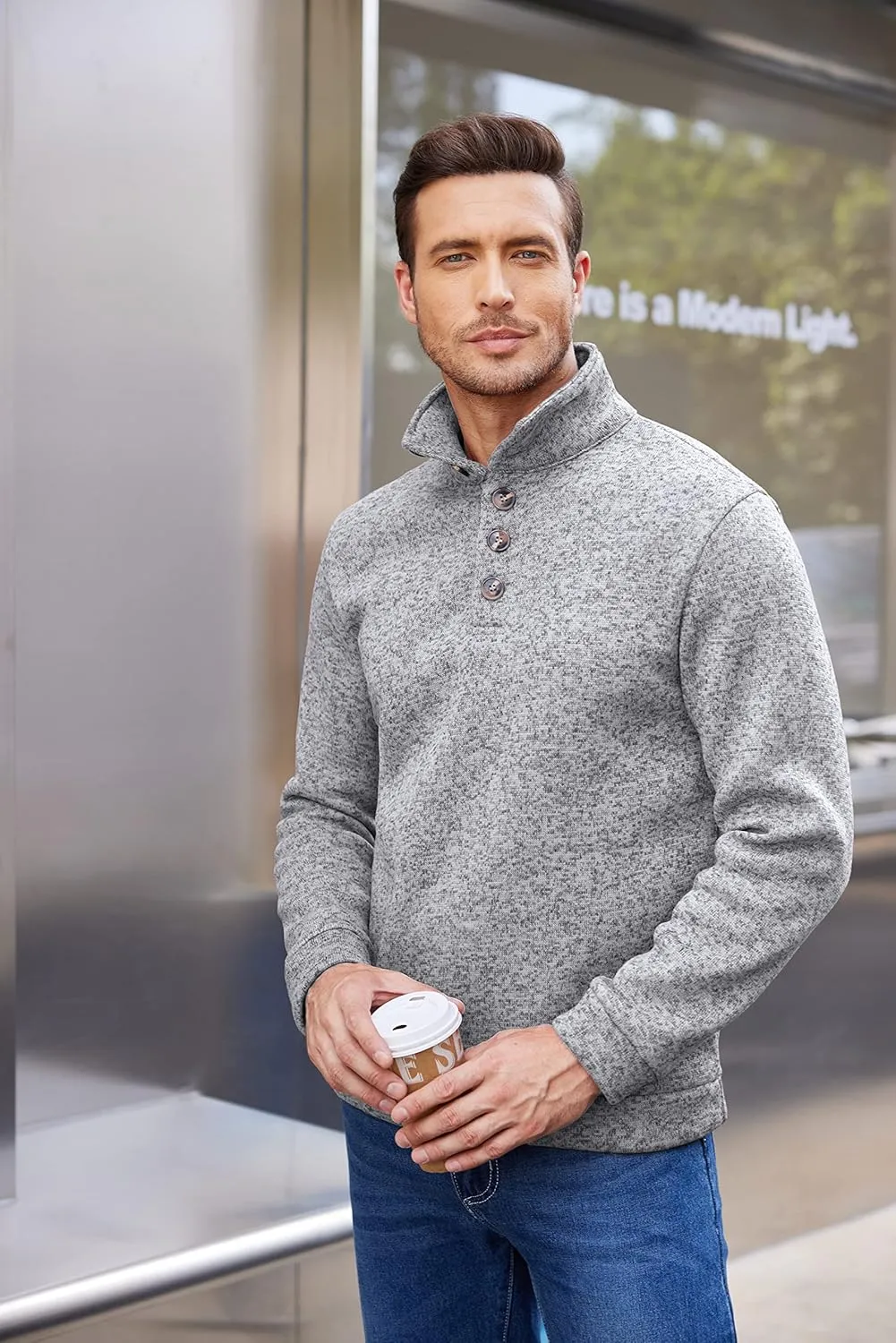 COOFANDY Men's Casual Slim Fit Pullover Sweater Knitted Thermal Sweatshirt