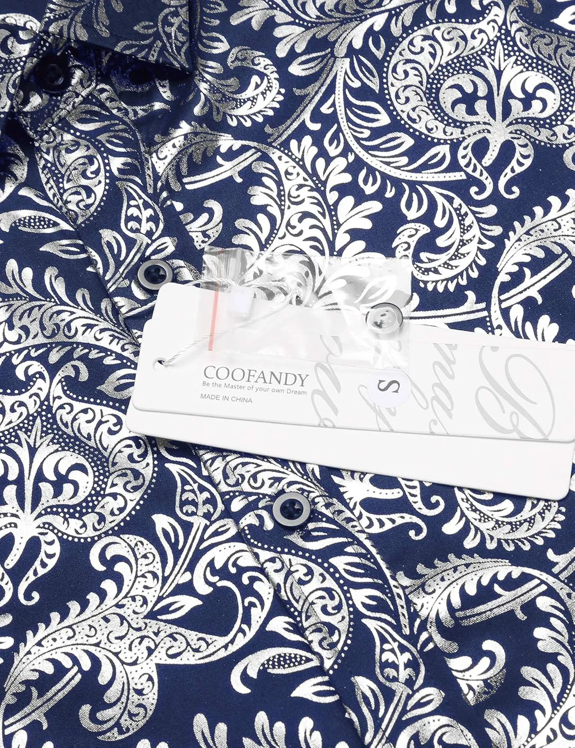 COOFANDY Men's Paisley Shirt Luxury Disco Long Sleeve Button Down Dress Shirts