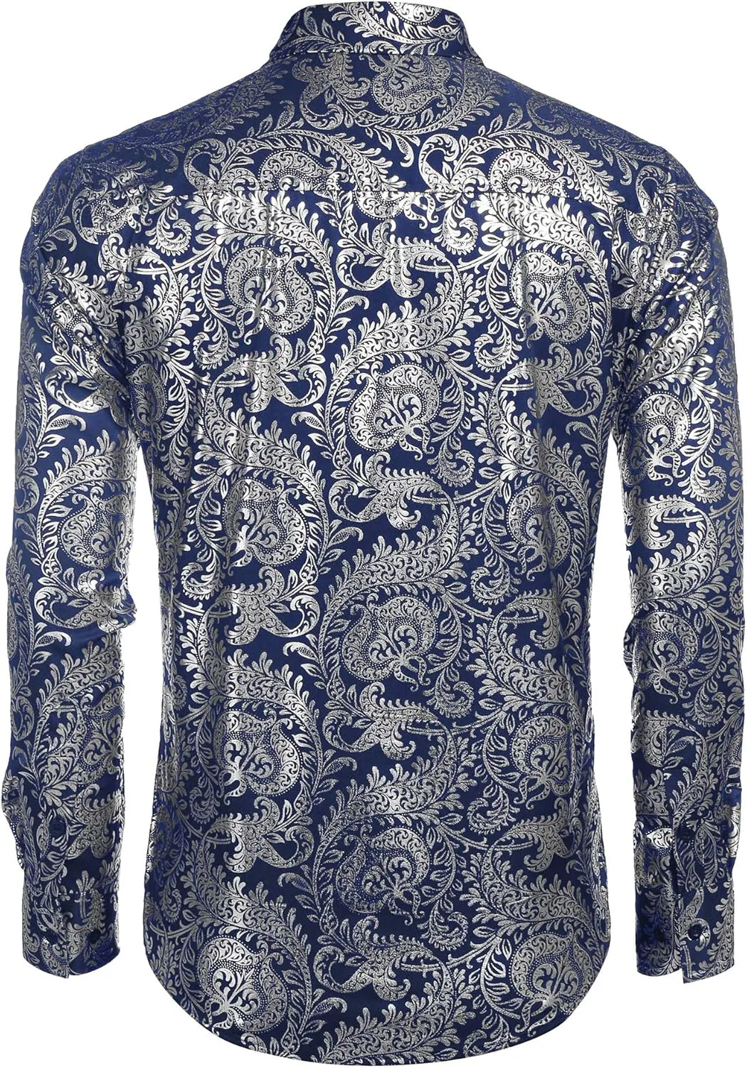 COOFANDY Men's Paisley Shirt Luxury Disco Long Sleeve Button Down Dress Shirts