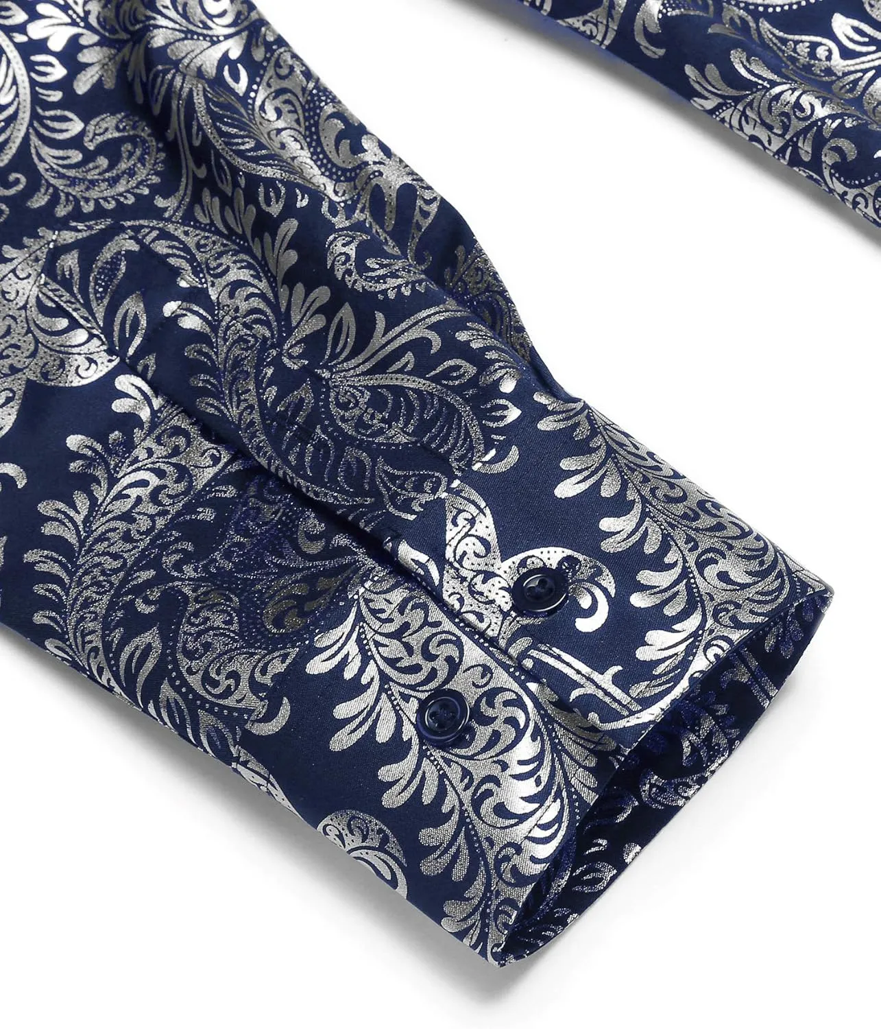 COOFANDY Men's Paisley Shirt Luxury Disco Long Sleeve Button Down Dress Shirts