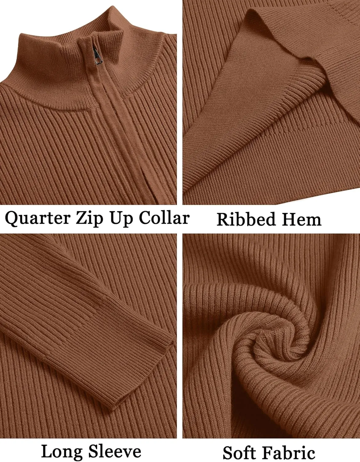 COOFANDY Men's Quarter Zip Sweaters Slim Fit Mock Neck Pullover Sweater Lightweight Knitted Polo Sweaters