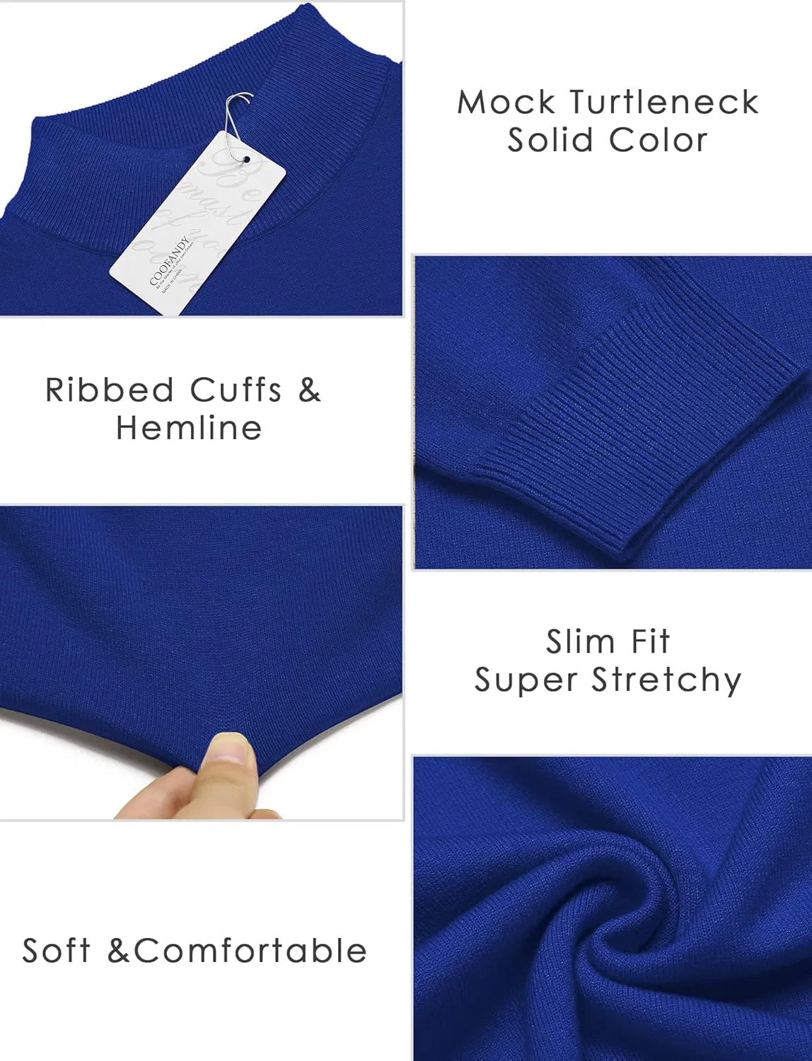 COOFANDY Men's Slim Fit Mock Turtleneck Pullover Sweater Casual Basic Knitted Thermal Sweaters