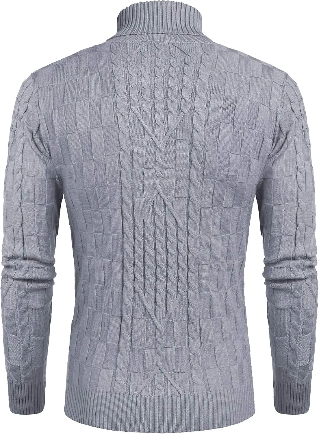 COOFANDY Men's Slim Fit Turtleneck Sweater Casual Cable Knit Pullover Sweaters