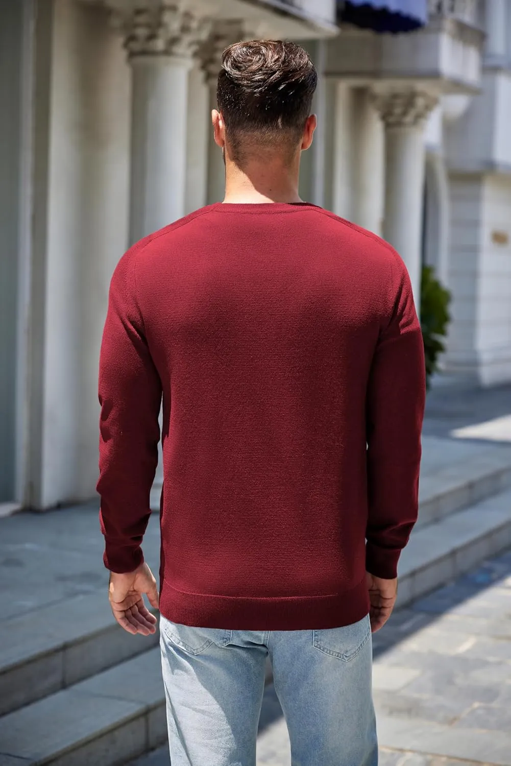 COOFANDY Mens Sweater Crewneck Pullover Long Sleeve Lightweight Sweater Plain Knit Silm Fit