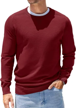 COOFANDY Mens Sweater Crewneck Pullover Long Sleeve Lightweight Sweater Plain Knit Silm Fit