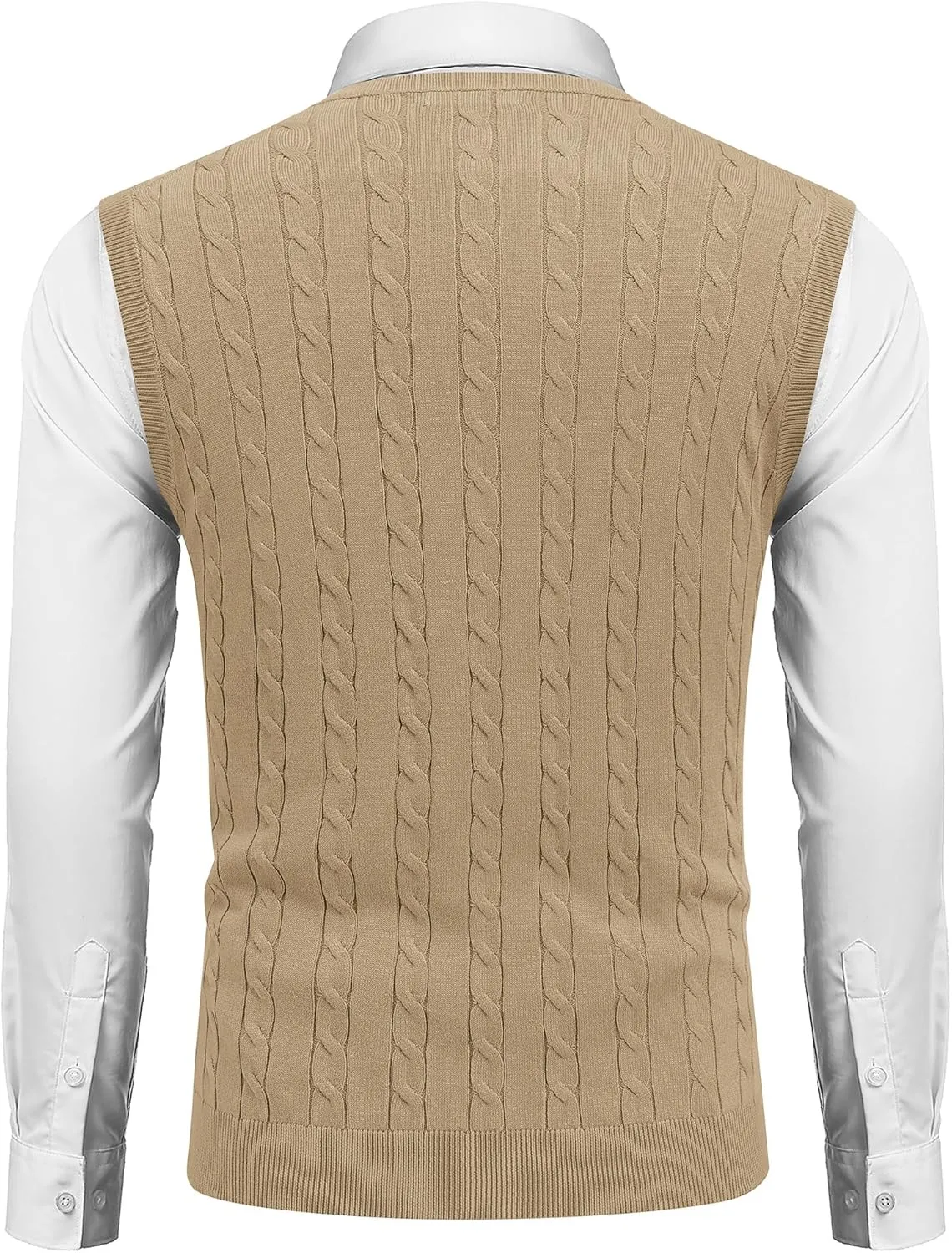 COOFANDY Men's Sweater Vest V Neck Slim Fit Cable Knitted Sleeveless Pullover Sweater