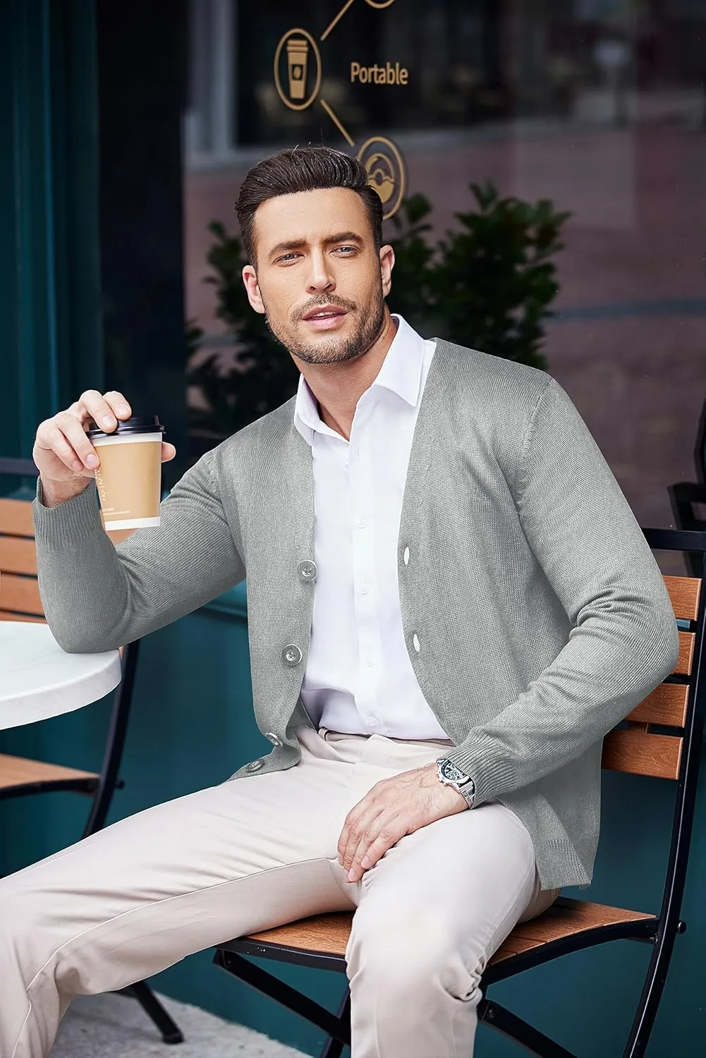 COOFANDY Men's V Neck Cardigan Sweater Casual Lightweight Button Down Knitted Cardigan Sweater