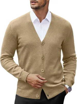 COOFANDY Men's V Neck Cardigan Sweater Casual Lightweight Button Down Knitted Cardigan Sweater