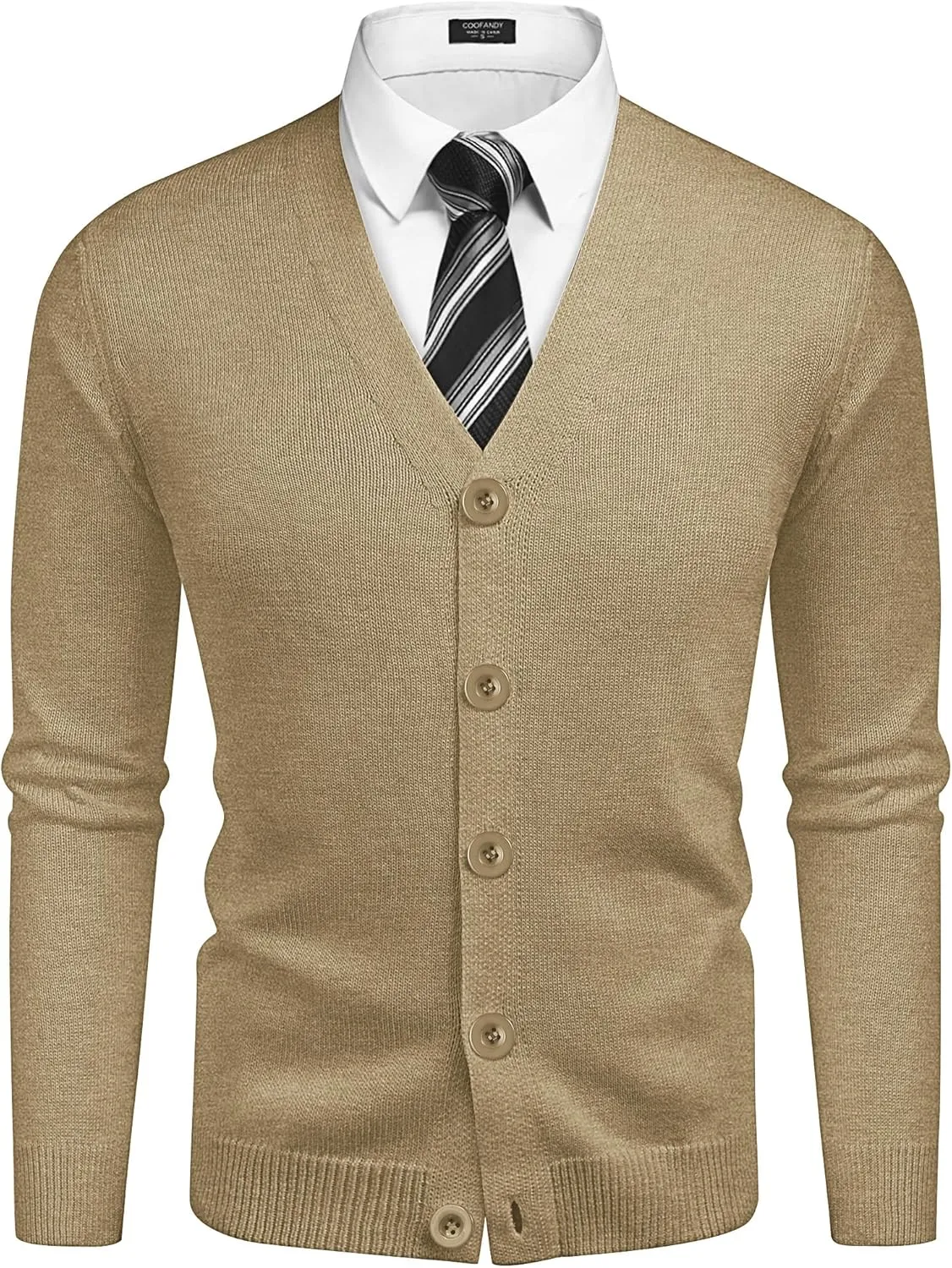 COOFANDY Men's V Neck Cardigan Sweater Casual Lightweight Button Down Knitted Cardigan Sweater