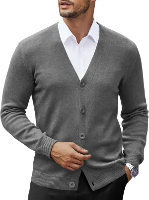 COOFANDY Men's V Neck Cardigan Sweater Casual Lightweight Button Down Knitted Cardigan Sweater