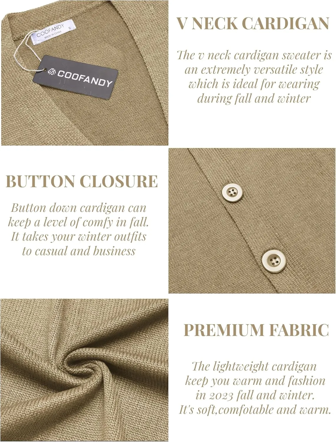 COOFANDY Men's V Neck Cardigan Sweater Casual Lightweight Button Down Knitted Cardigan Sweater
