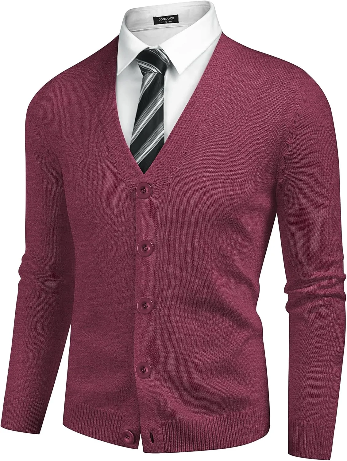 COOFANDY Men's V Neck Cardigan Sweater Casual Lightweight Button Down Knitted Cardigan Sweater