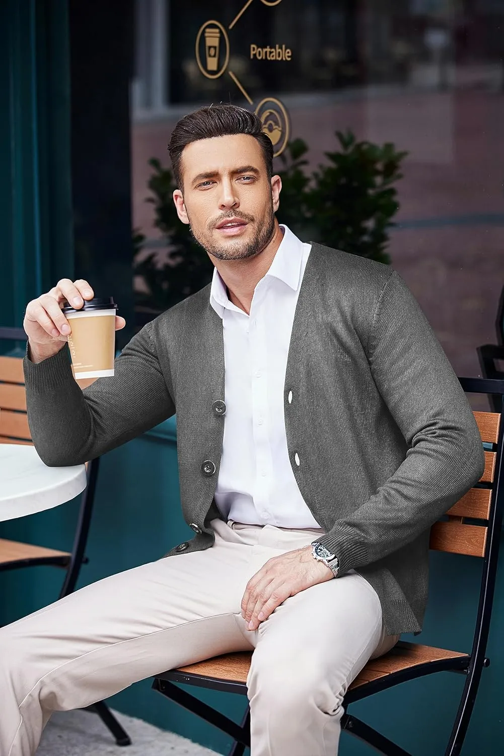 COOFANDY Men's V Neck Cardigan Sweater Casual Lightweight Button Down Knitted Cardigan Sweater