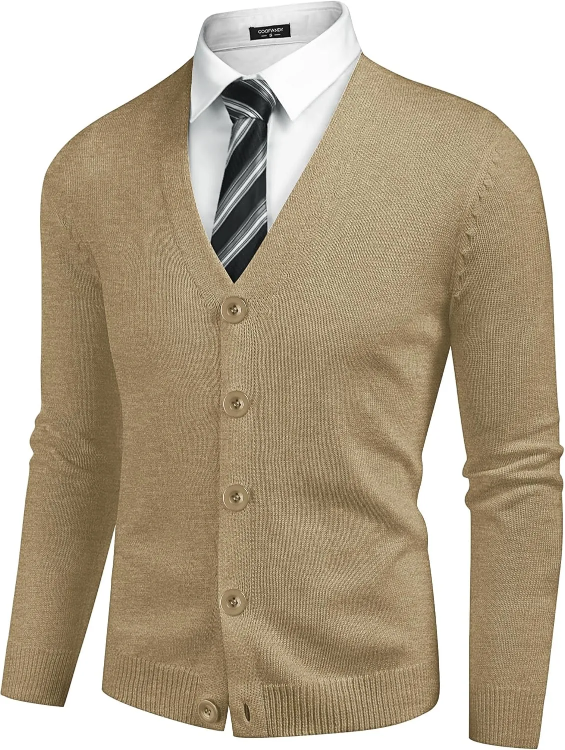 COOFANDY Men's V Neck Cardigan Sweater Casual Lightweight Button Down Knitted Cardigan Sweater