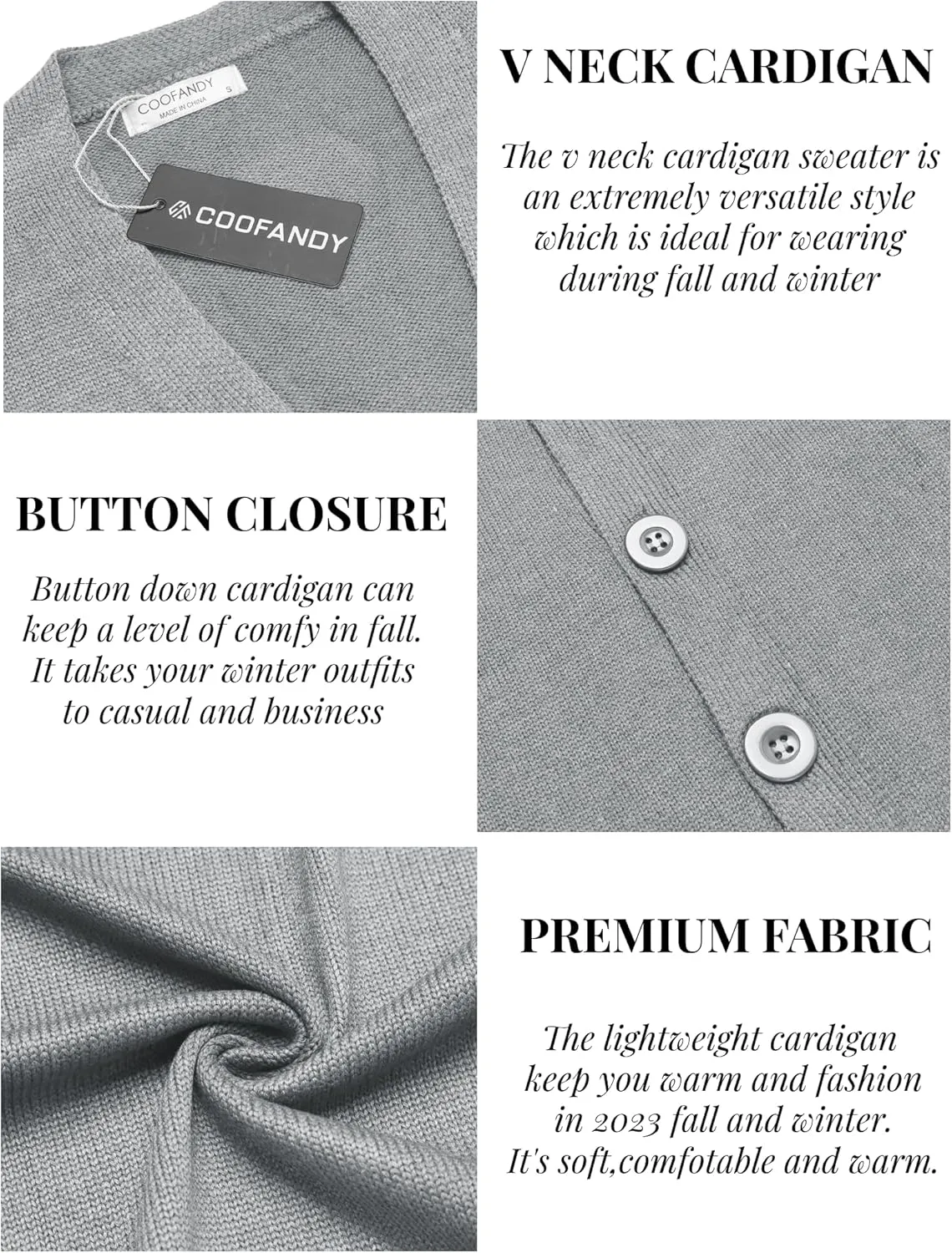 COOFANDY Men's V Neck Cardigan Sweater Casual Lightweight Button Down Knitted Cardigan Sweater