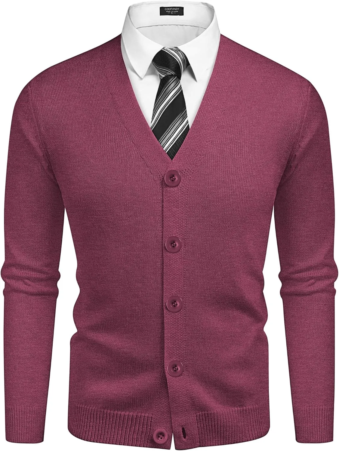 COOFANDY Men's V Neck Cardigan Sweater Casual Lightweight Button Down Knitted Cardigan Sweater
