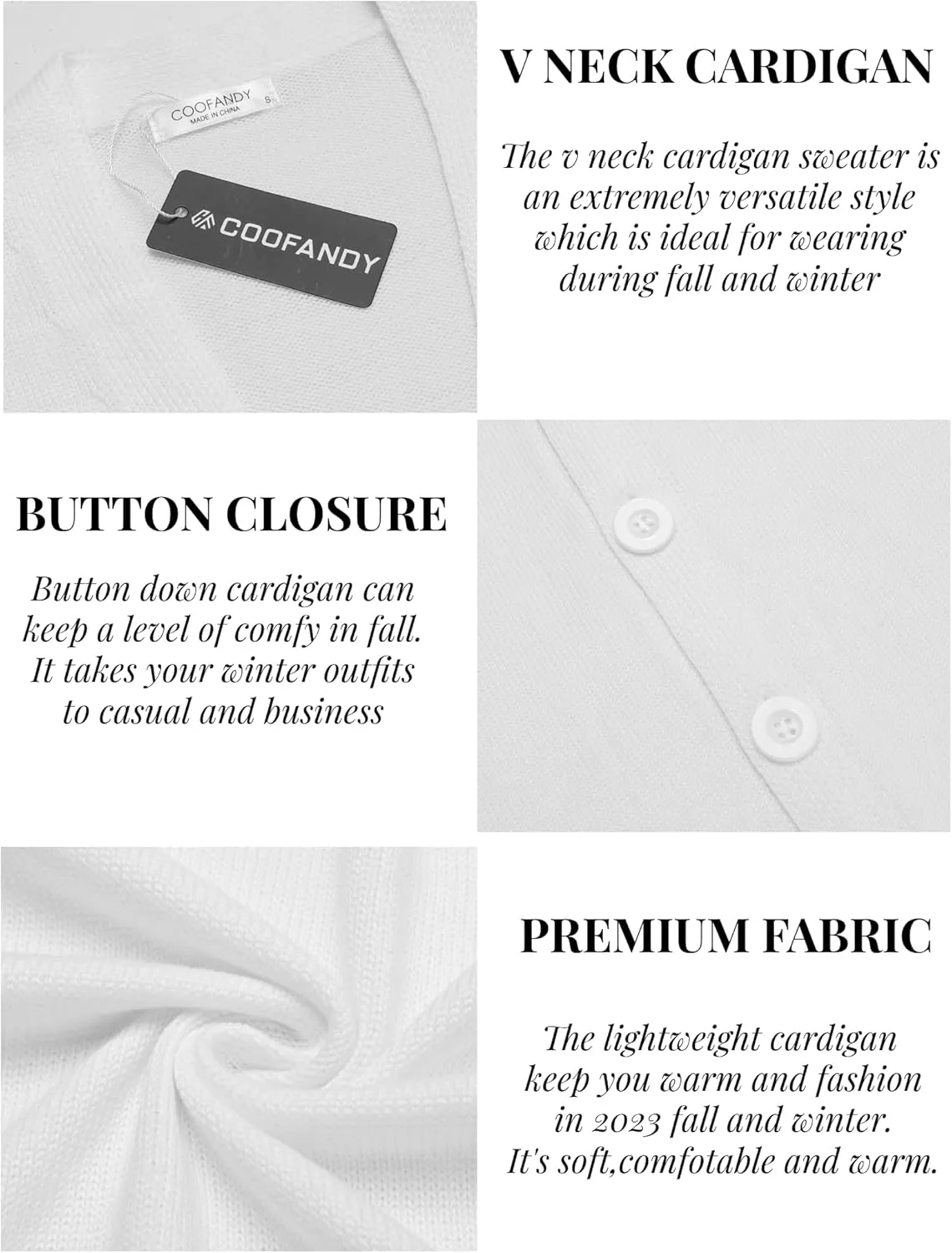 COOFANDY Men's V Neck Cardigan Sweater Casual Lightweight Button Down Knitted Cardigan Sweater
