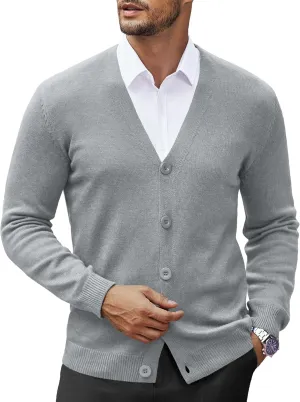 COOFANDY Men's V Neck Cardigan Sweater Casual Lightweight Button Down Knitted Cardigan Sweater