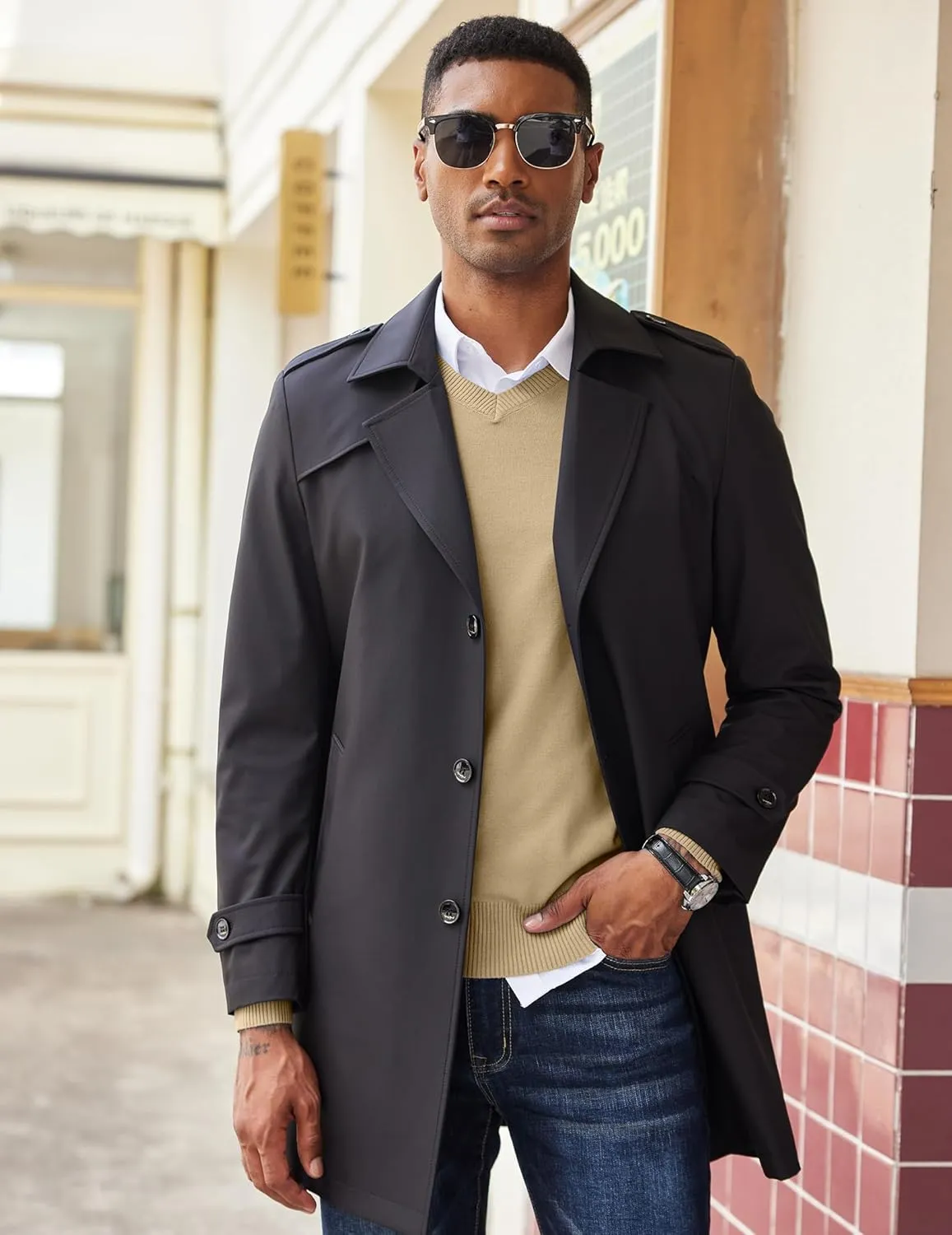 COOFANDY Men's V Neck Pullover Sweater Slim Fit Casual Dress Sweater Lightweight Knitted Sweaters