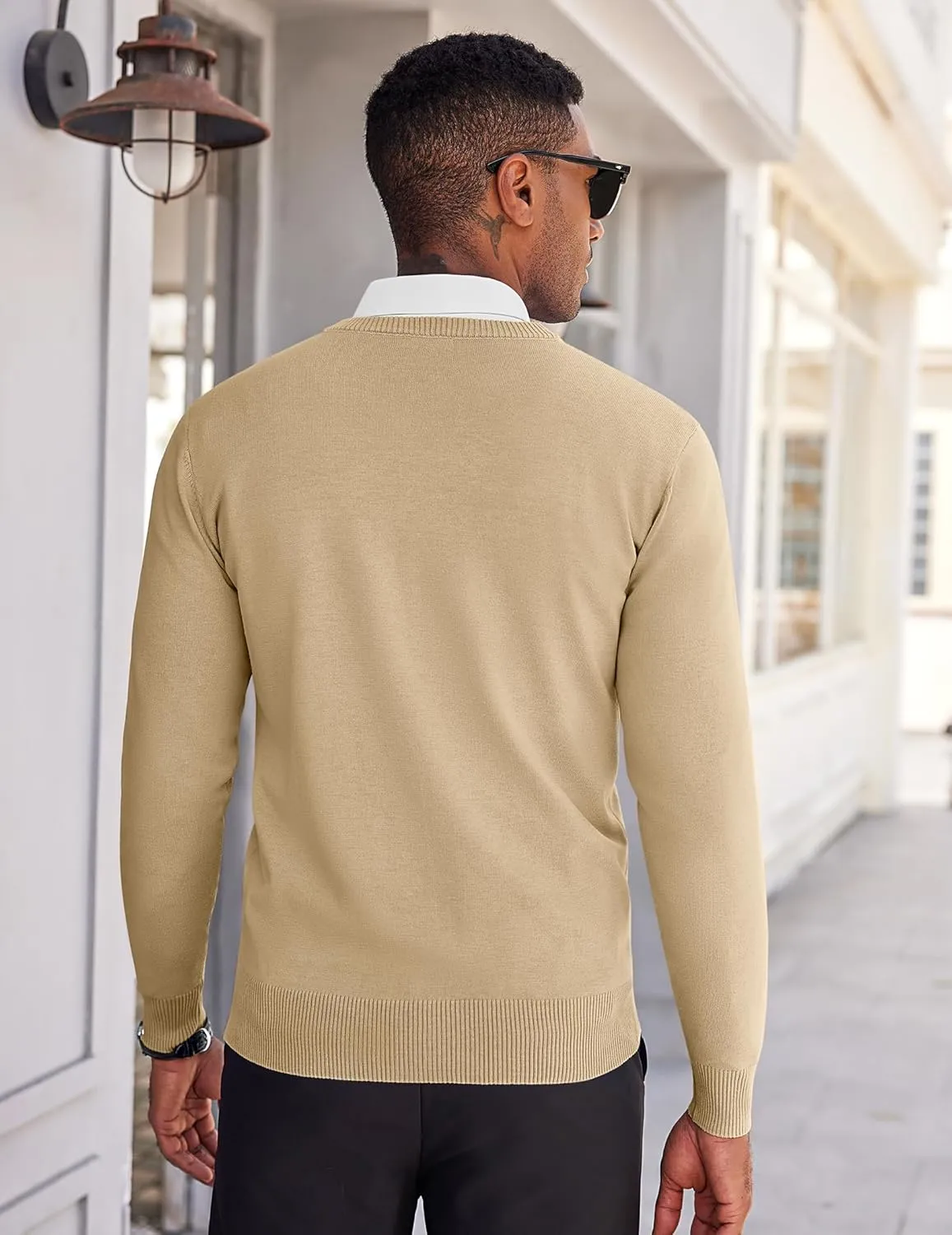 COOFANDY Men's V Neck Pullover Sweater Slim Fit Casual Dress Sweater Lightweight Knitted Sweaters