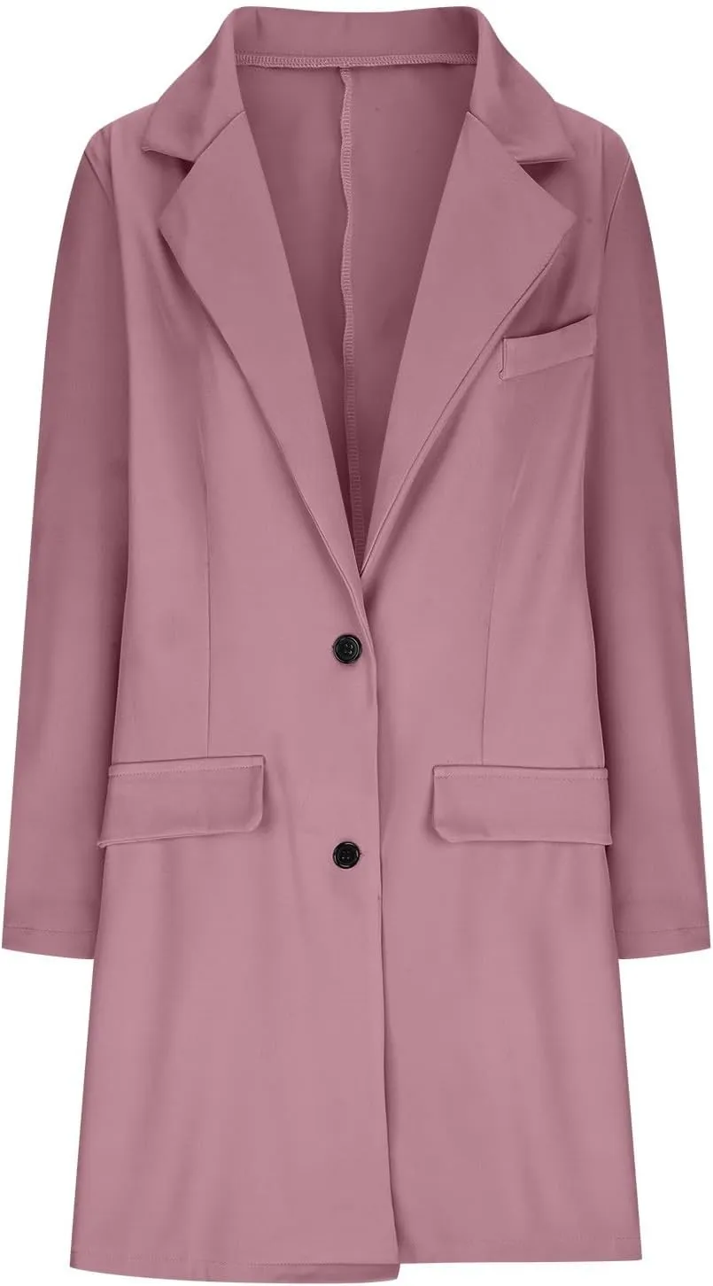 cooki Trench Coat for Women Casual Womens Winter Coats Lapel Cardigan Pea Coats Warm Overcoats Fall Long Blazer Jackets