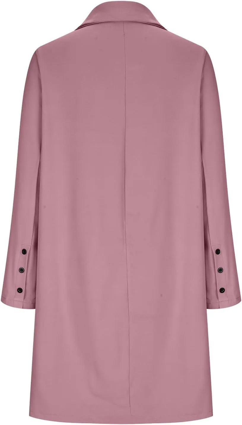cooki Trench Coat for Women Casual Womens Winter Coats Lapel Cardigan Pea Coats Warm Overcoats Fall Long Blazer Jackets