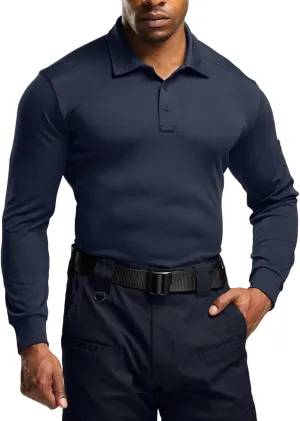 CQR Men's Polo Shirt, Long Sleeve Tactical Shirts, Outdoor UPF 50  Pique Shirt, Dry Fit Lightweight Golf Shirts