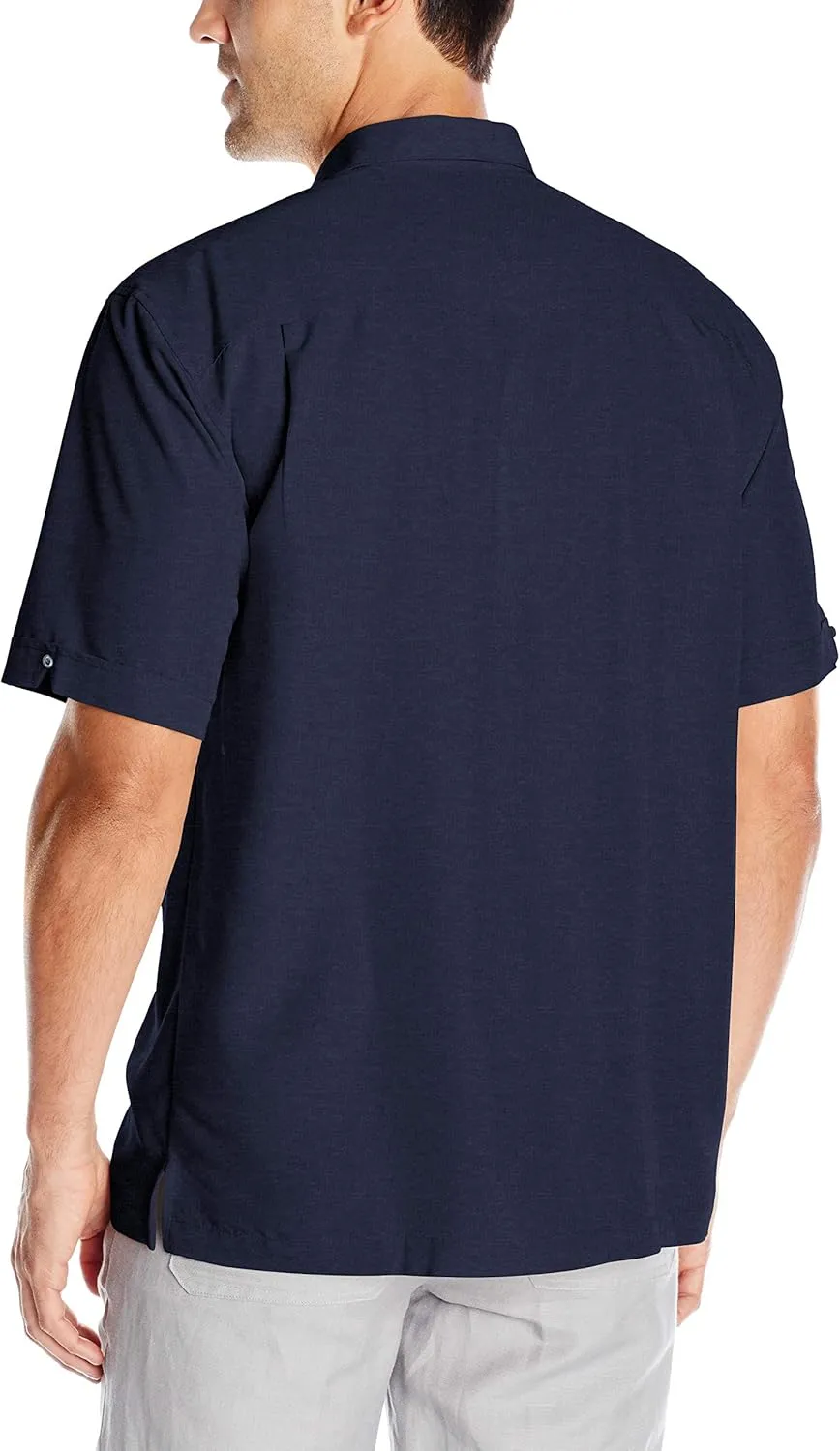 Cubavera Paneled Short Sleeve Shirt for Men, Classic Fit, Wrinkle Resistant, Casual Button-Down Shirt With Spread Collar