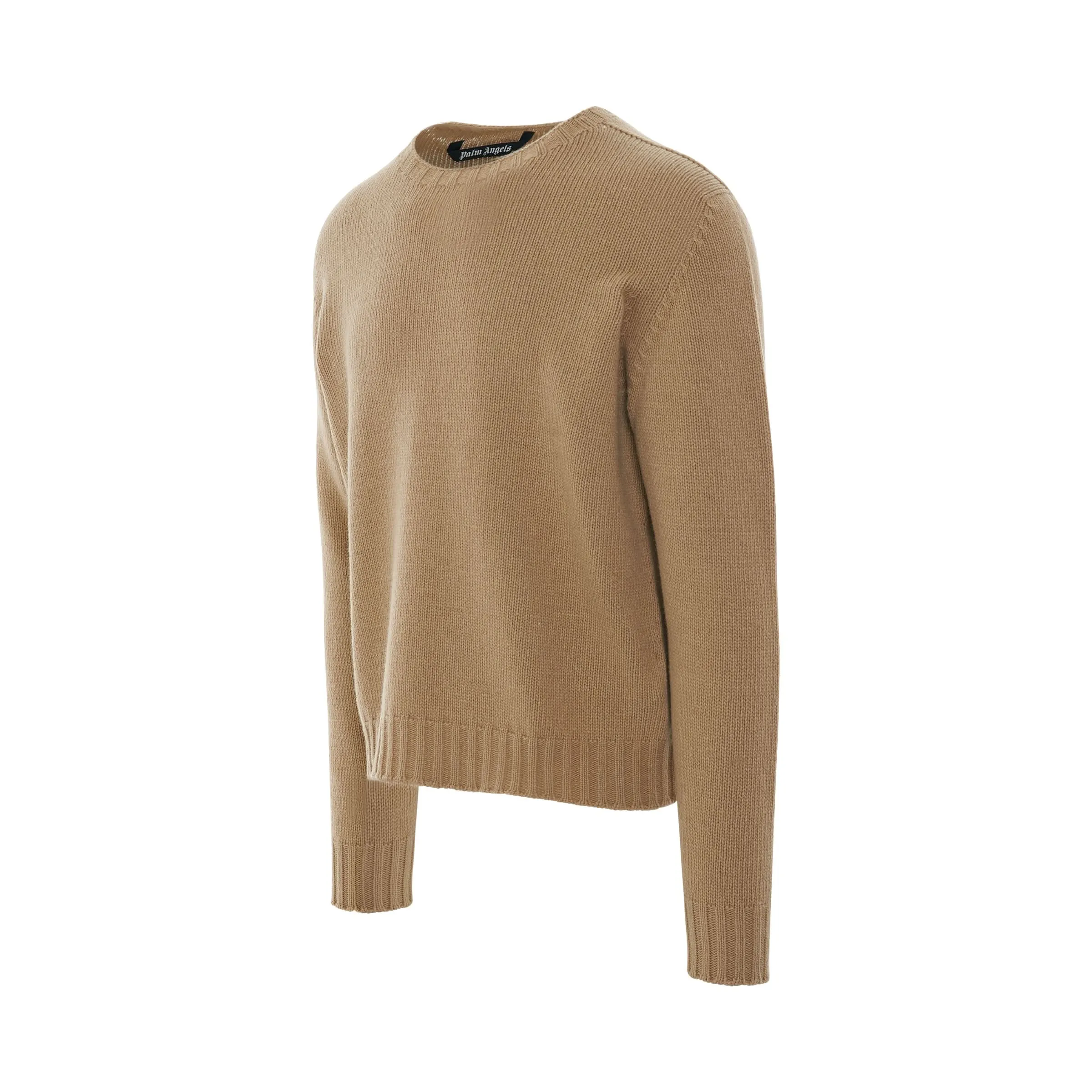 Curved Logo Sweater in Beige/White
