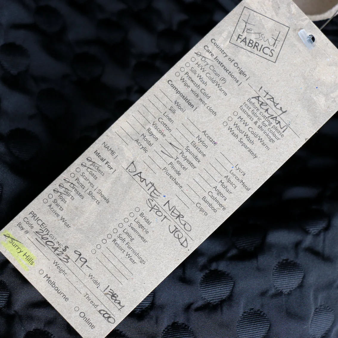 Dante Nero Spot Jacquard