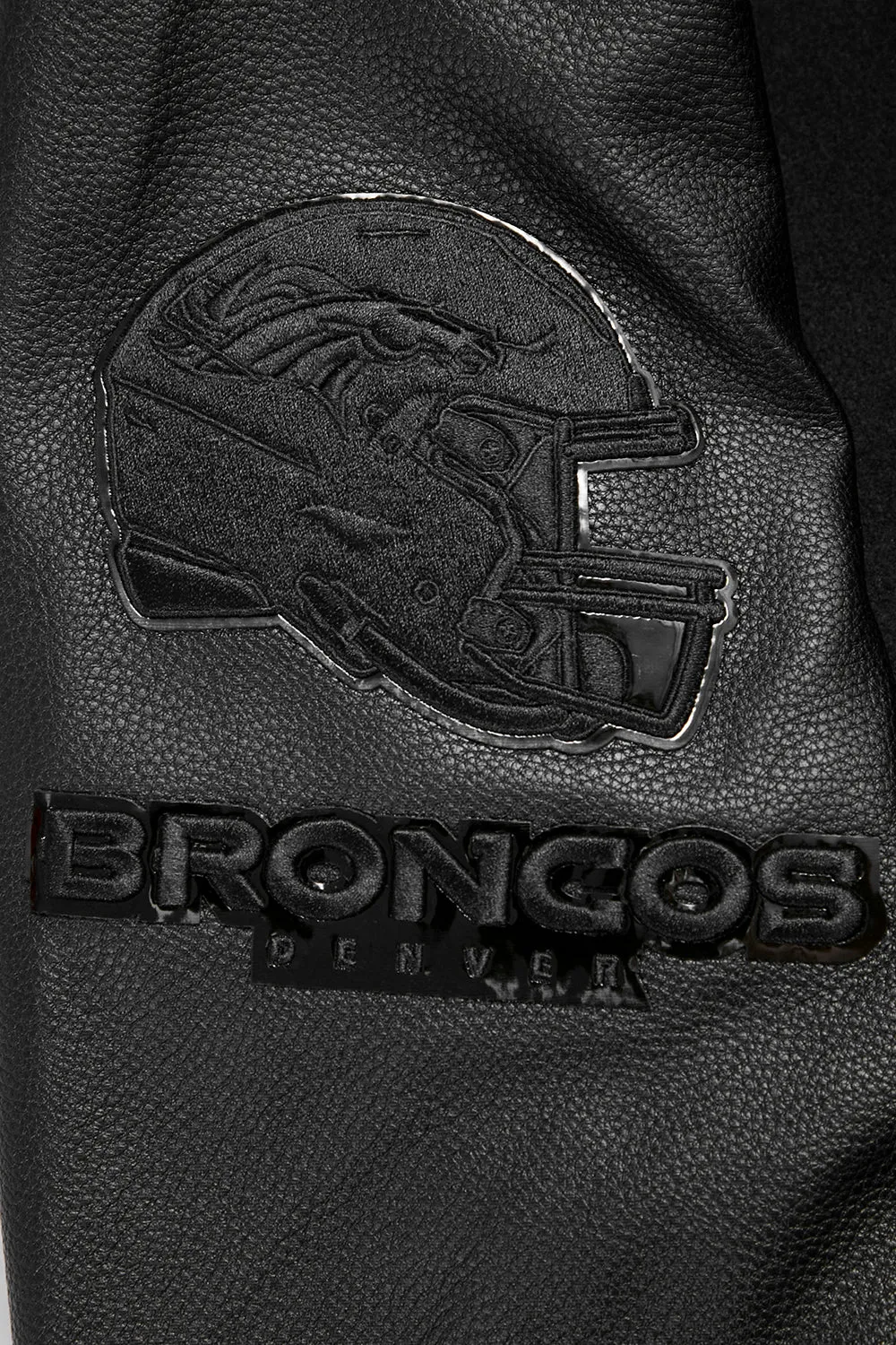 DENVER BRONCOS TRIPLE BLACK MEN'S WOOL VARSITY JACKET (TRIPLE BLACK MEN'S)