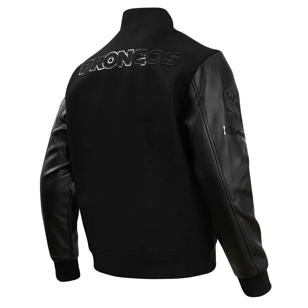 DENVER BRONCOS TRIPLE BLACK MEN'S WOOL VARSITY JACKET (TRIPLE BLACK MEN'S)