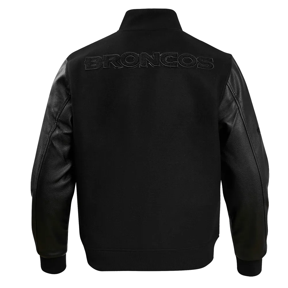 DENVER BRONCOS TRIPLE BLACK MEN'S WOOL VARSITY JACKET (TRIPLE BLACK MEN'S)