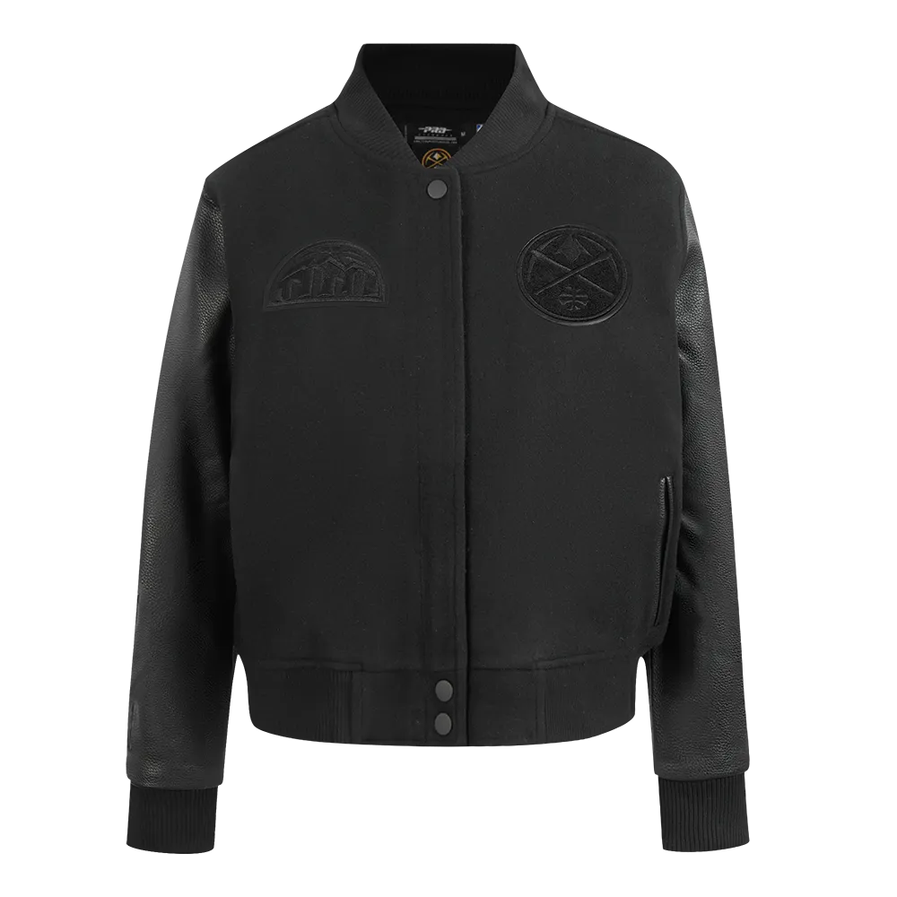 DENVER NUGGETS TRIPLE BLACK WOMEN'S WOOL VARSITY JACKET (TRIPLE BLACK WOMEN'S)