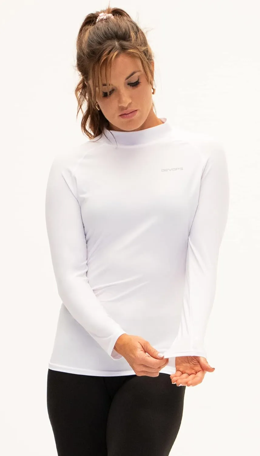 DEVOPS 3 Pack Women's Compression Shirt Dry Fit Turltle Neck Long Sleeve Running Athletic T-Shirt Workout Tops
