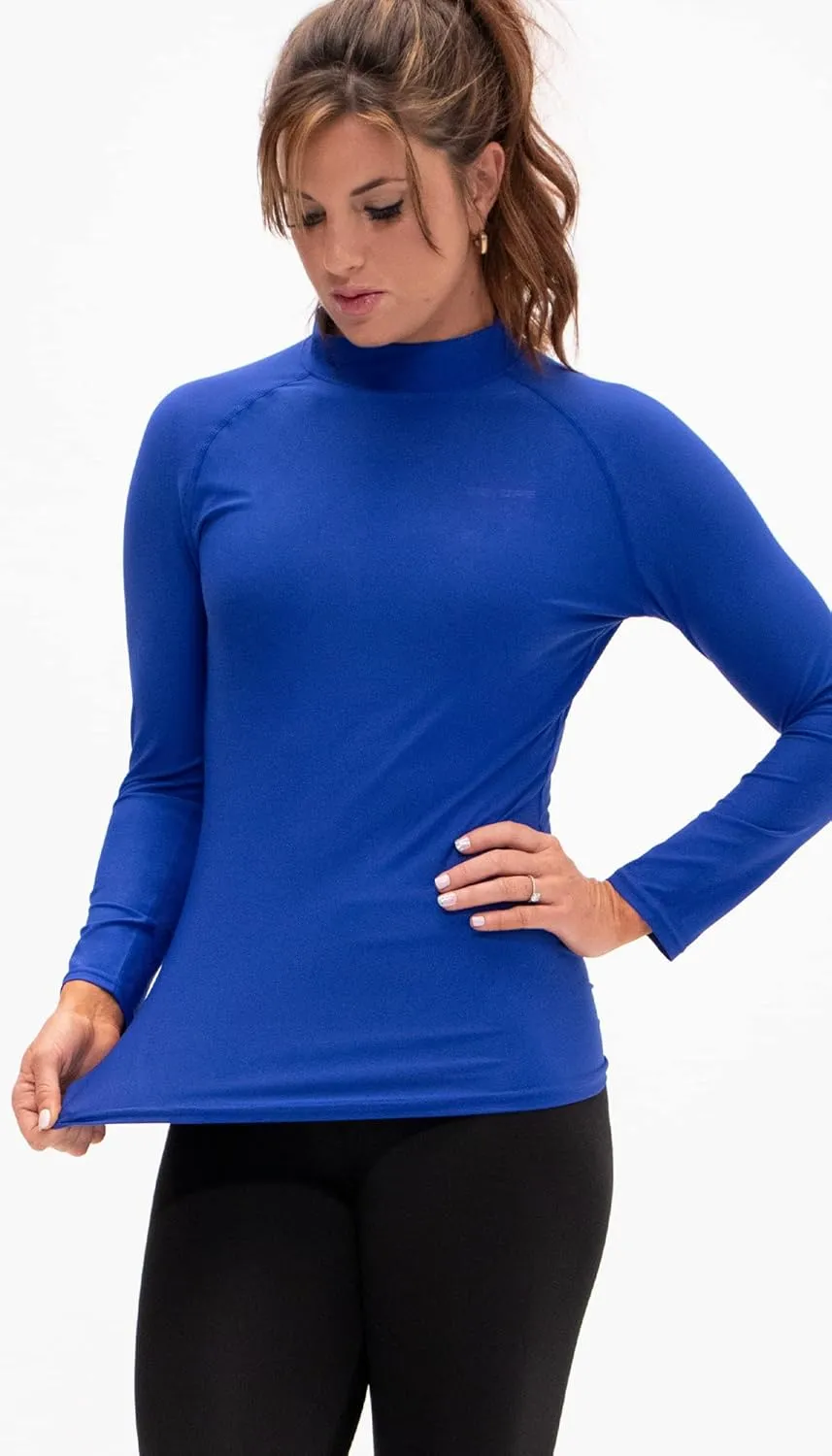 DEVOPS 3 Pack Women's Compression Shirt Dry Fit Turltle Neck Long Sleeve Running Athletic T-Shirt Workout Tops