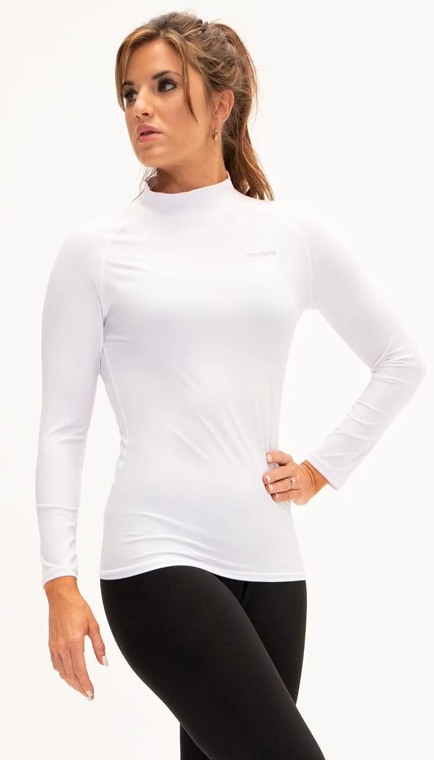 DEVOPS 3 Pack Women's Compression Shirt Dry Fit Turltle Neck Long Sleeve Running Athletic T-Shirt Workout Tops