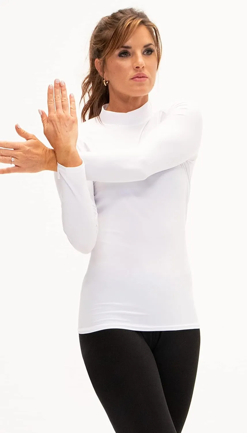DEVOPS 3 Pack Women's Compression Shirt Dry Fit Turltle Neck Long Sleeve Running Athletic T-Shirt Workout Tops