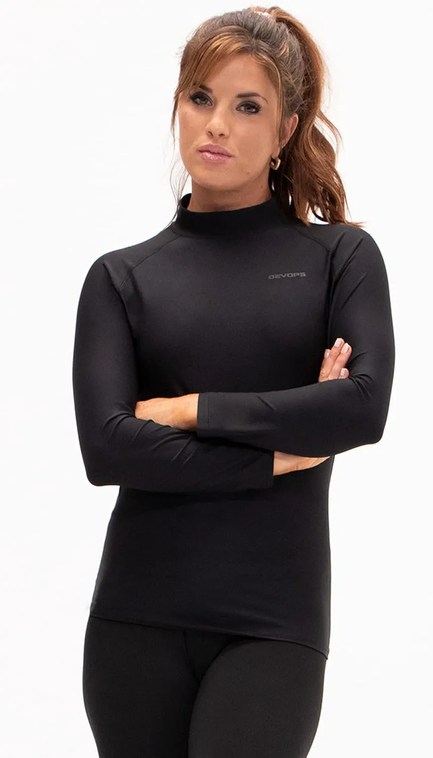 DEVOPS 3 Pack Women's Compression Shirt Dry Fit Turltle Neck Long Sleeve Running Athletic T-Shirt Workout Tops